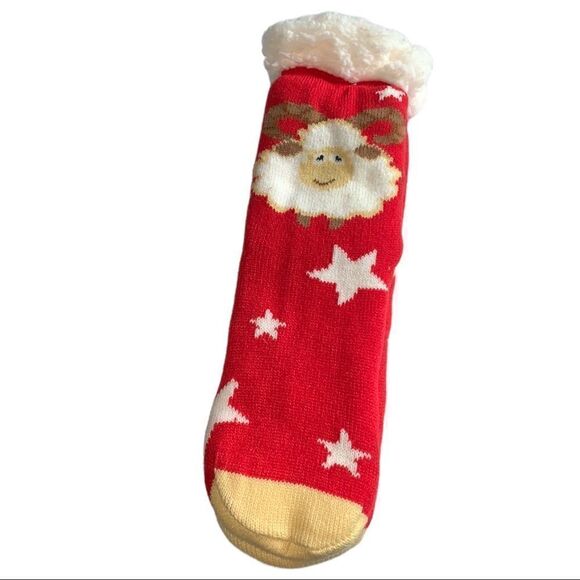 NWT SHERPA Christmas Theme Socks - Sheep Pattern Slipper Socks Non-Slip - Picture 2 of 7